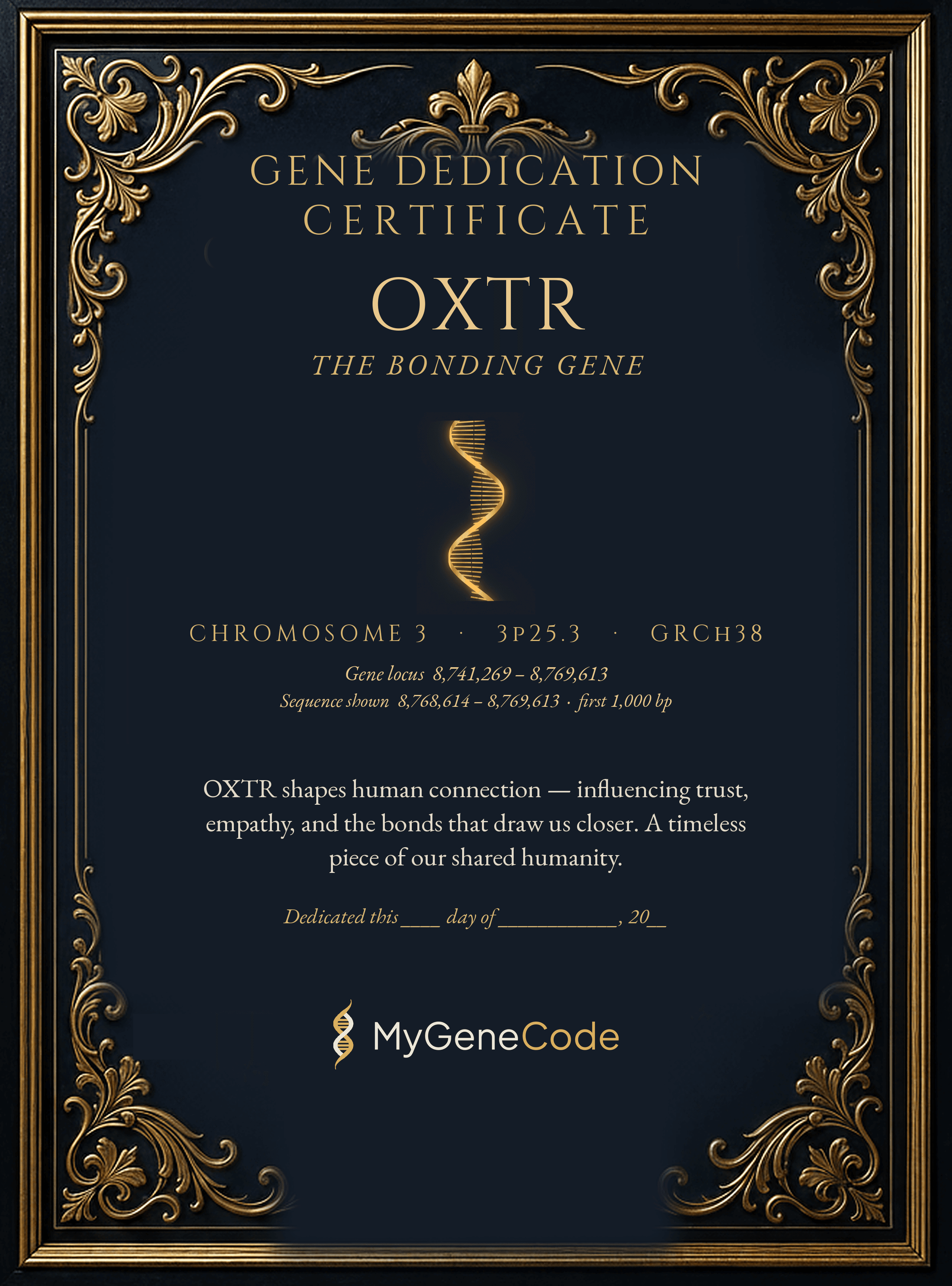 MyGeneCode Helix-Ribbon certificate edition